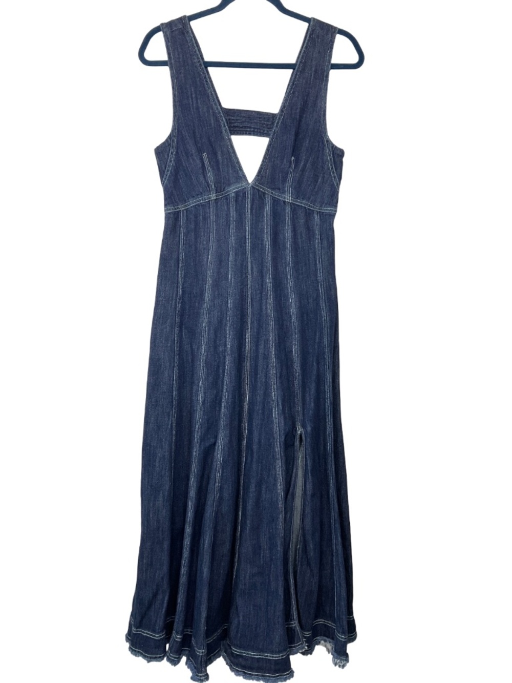 Pilcro Anthropologie Seamed V-Neck Denim Midi Dress - Picture 5 of 12